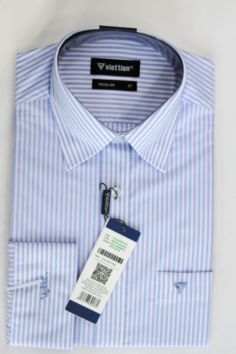 Áo sơ mi dài tay (Trắng sọc xanh)