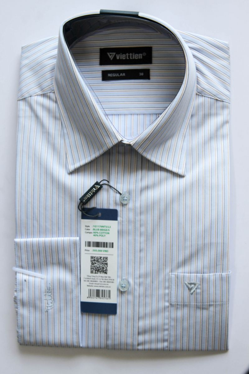 Áo sơ mi dài tay (xanh sọc be)
