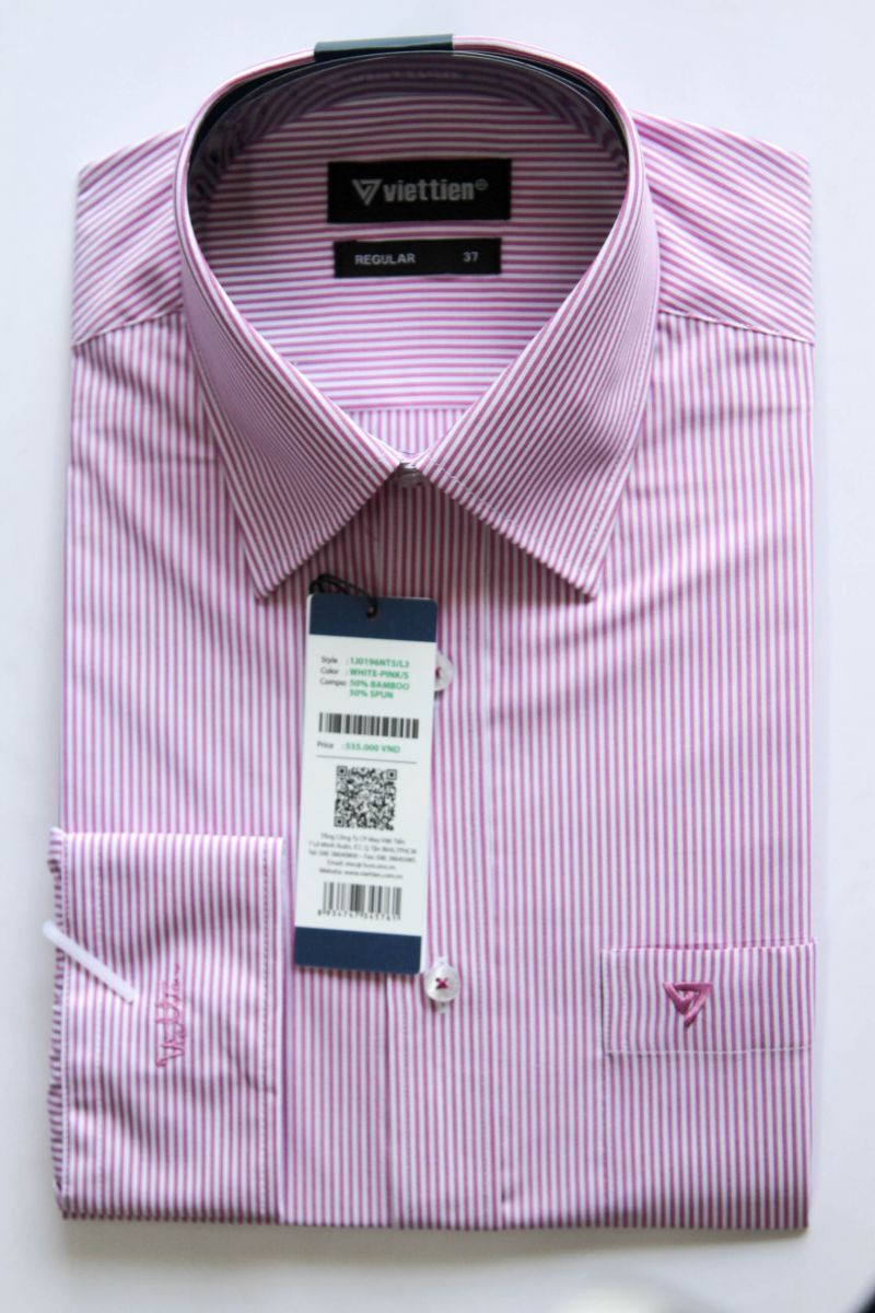 Áo sơ mi dài tay (trắng sọc hồng)
