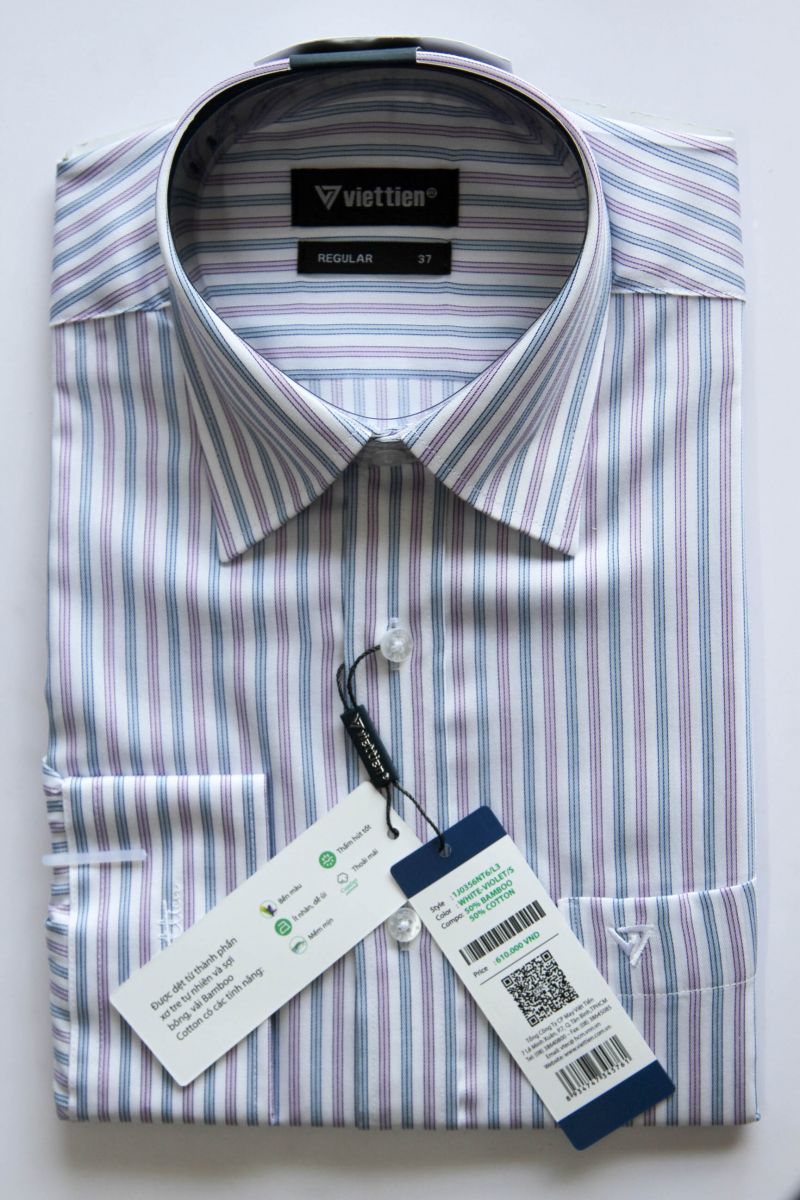 Áo sơ mi dài tay (trắng sọc hồng)