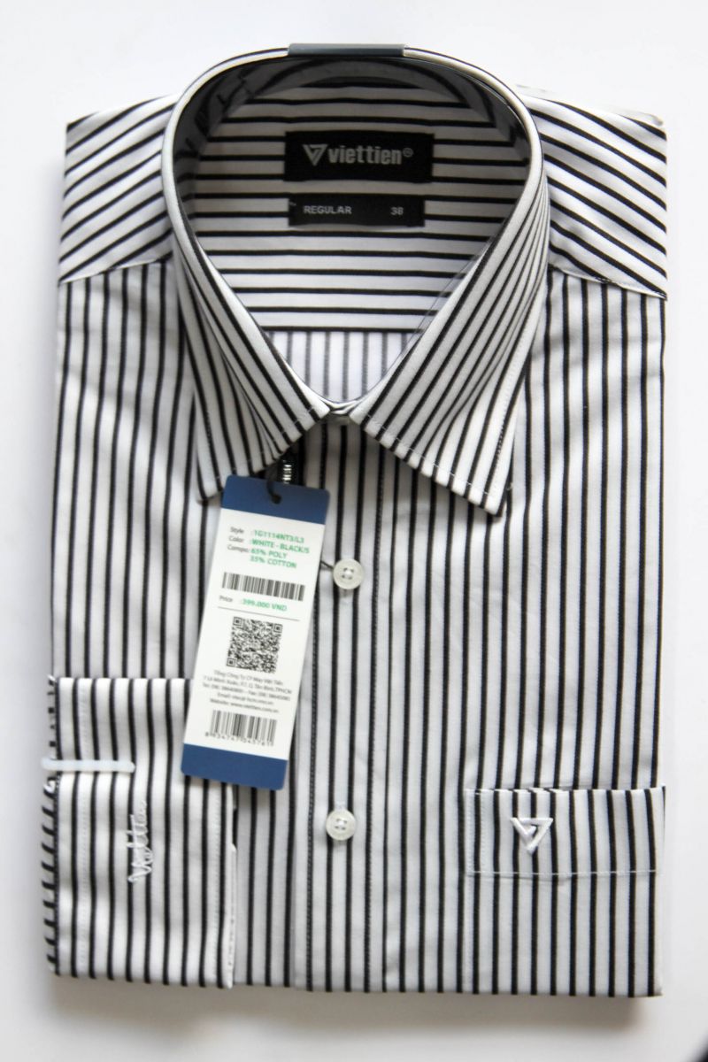 Áo sơ mi dài tay ( trắng sọc đen )