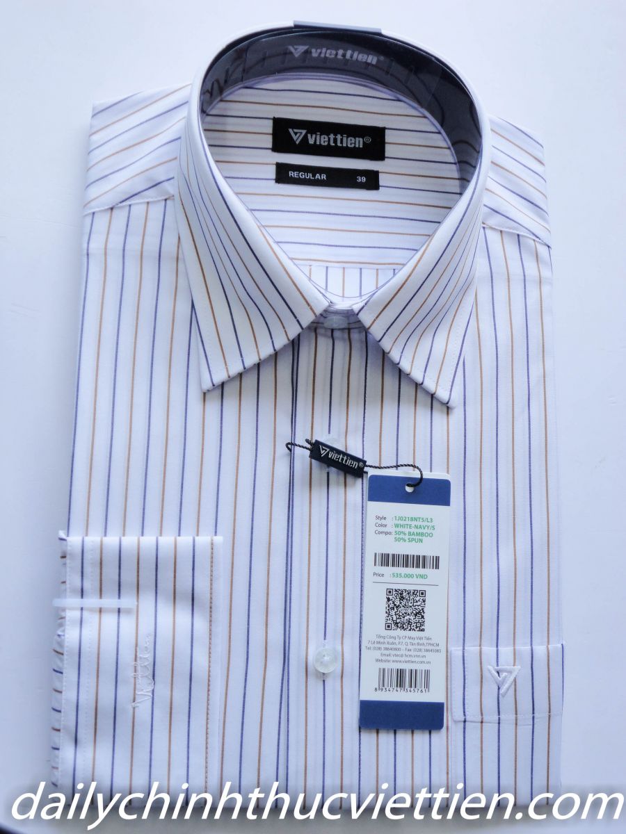 Áo sơ mi dài tay (trắng sọc navy)