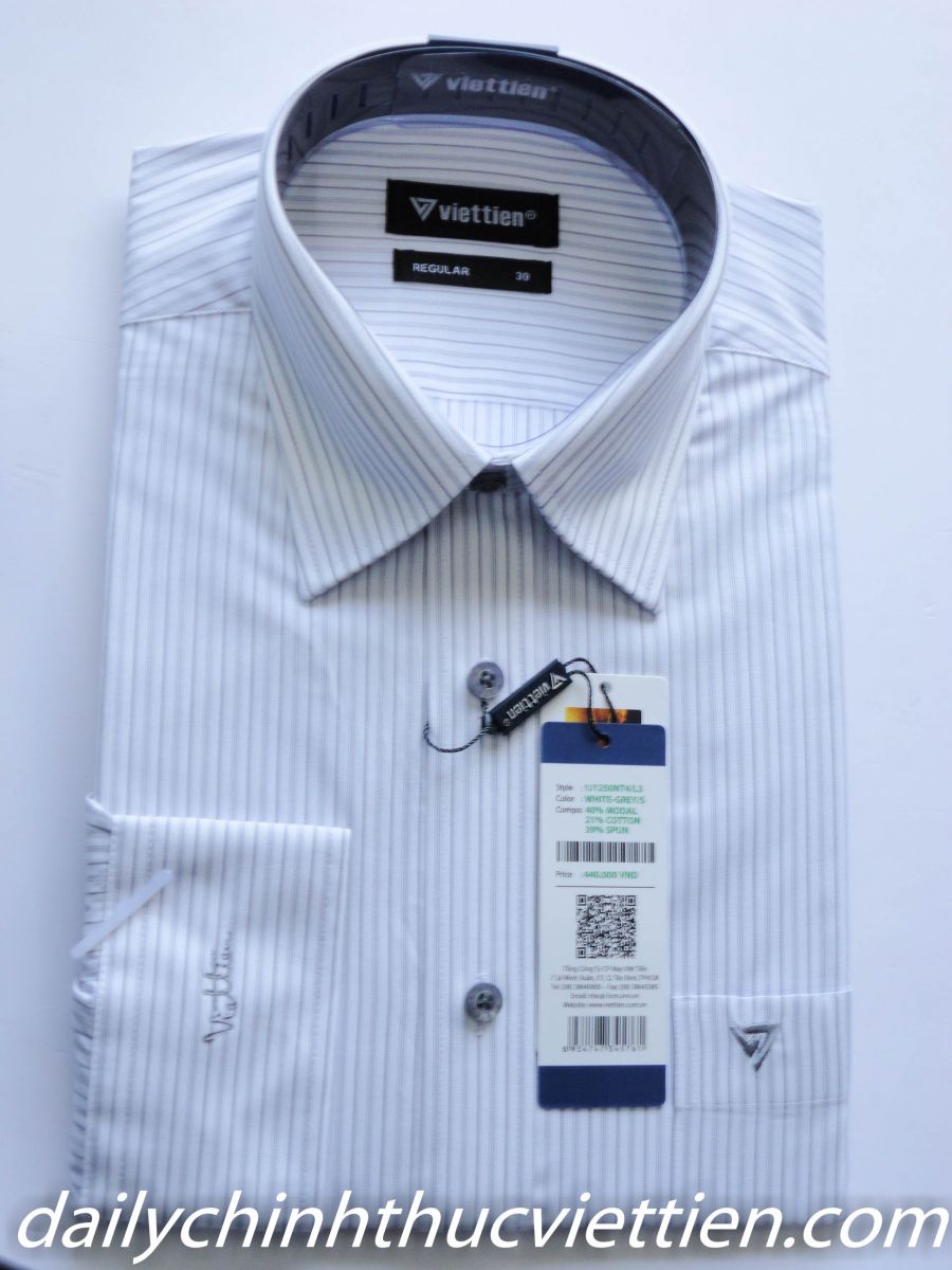 Áo sơ mi dài tay (trắng sọc xám)
