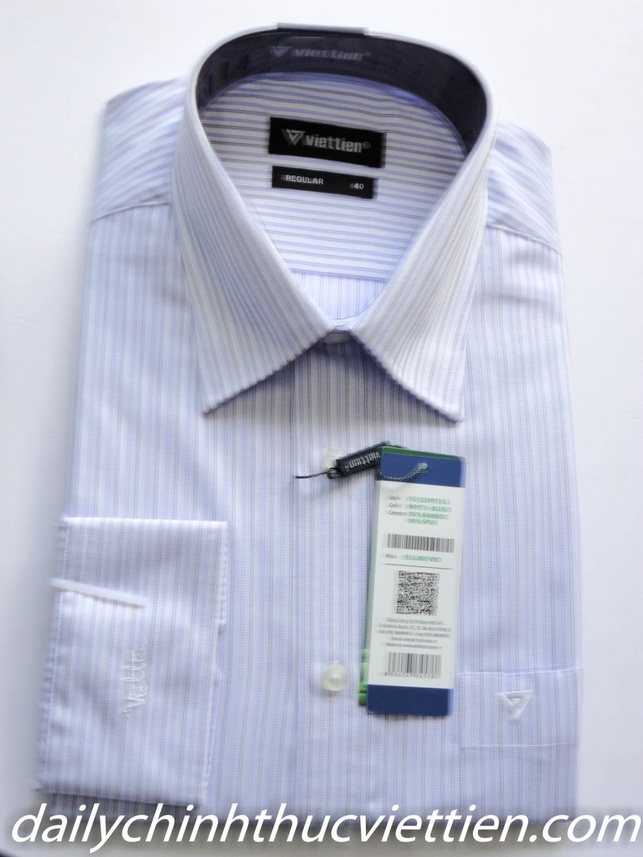 Áo sơ mi dài tay (trắng xọc xanh)