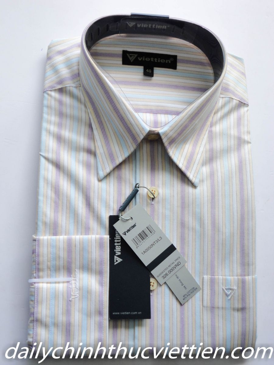 Áo sơ mi dài tay trắng sọc việt long