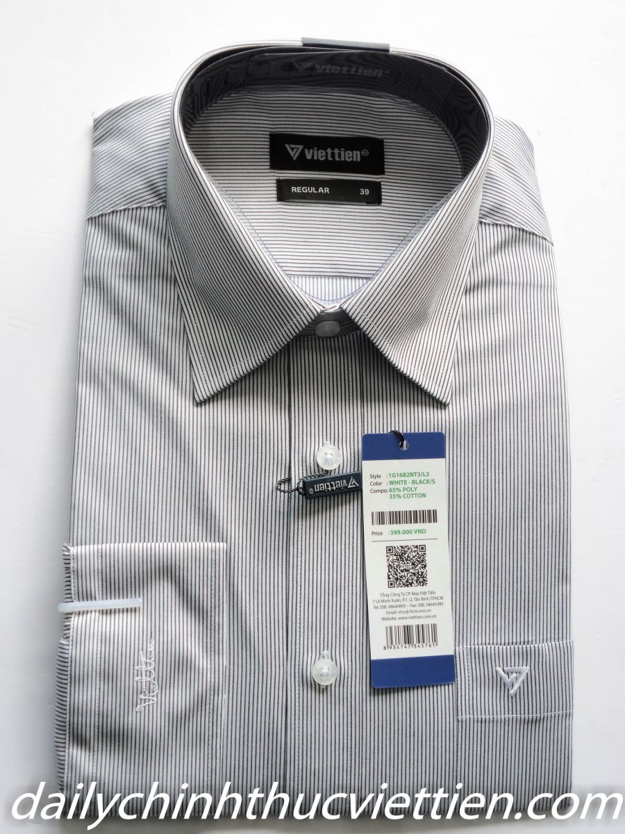 Áo sơ mi dài tay trắng sọc đen