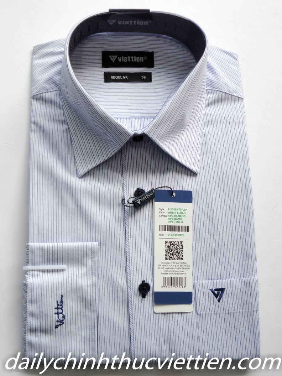 Áo sơ mi dài tay sọc xanh