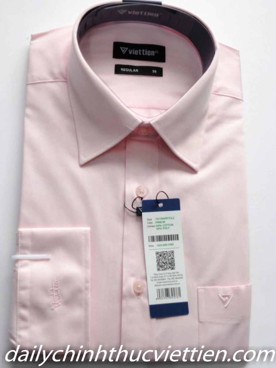 Áo dài sơ mi dài tay hồng