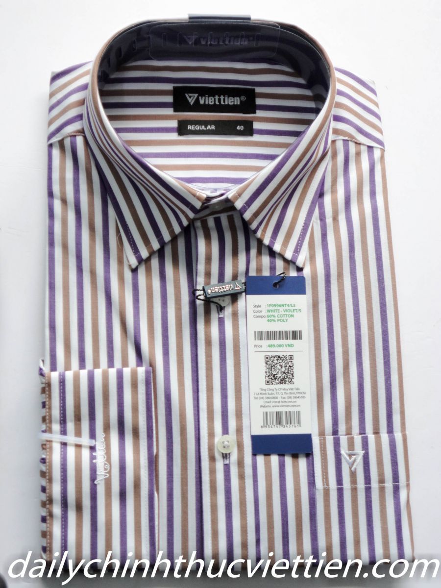 Áo dài sơ mi dài tay sọc