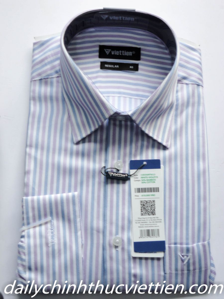 Áo dài sơ mi dài tay sọc