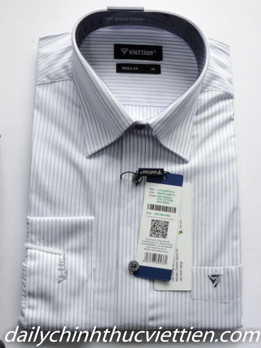 Áo dài sơ mi dài tay sọc