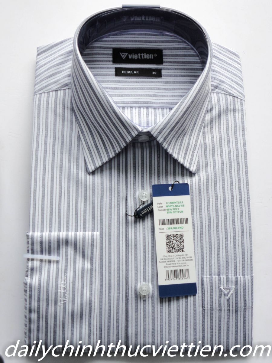 Áo dài sơ mi dài tay sọc