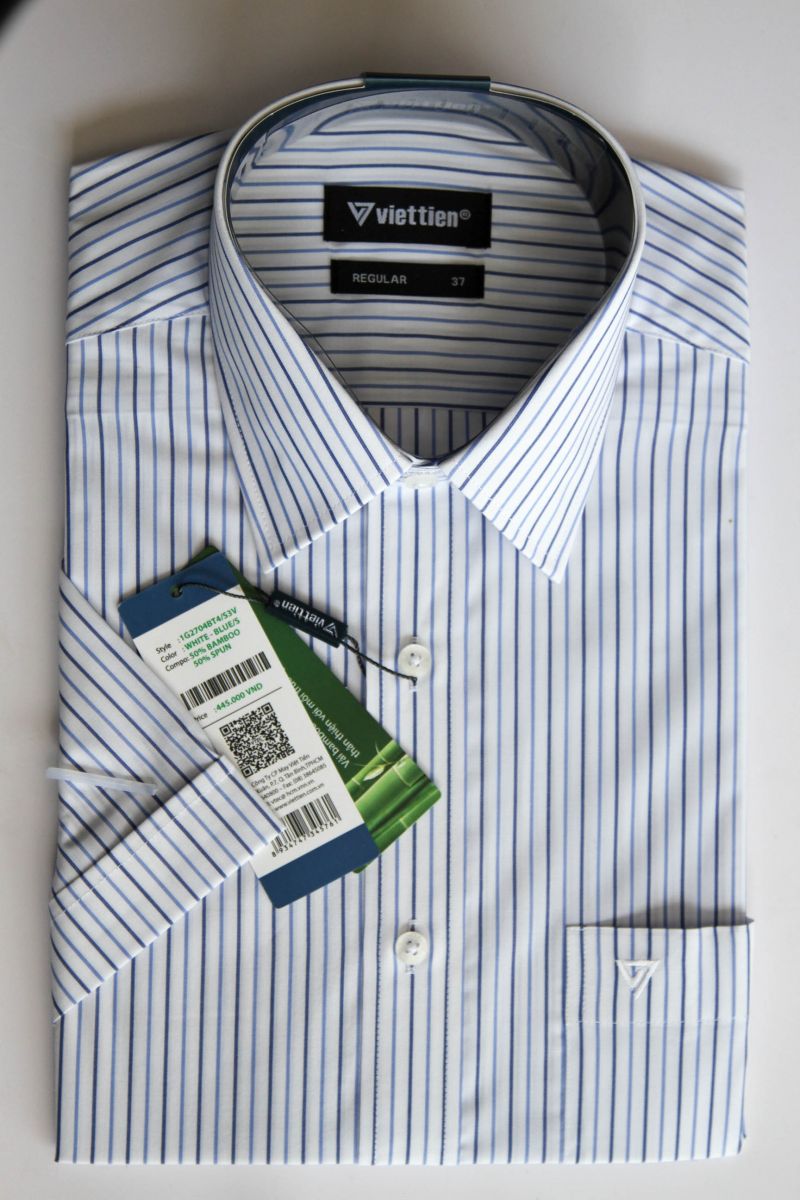 Áo sơ mi ngắn tay ( trắng xọc xanh)